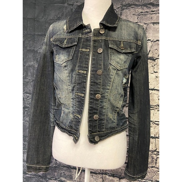 1st Kiss Jacket Womens Size Small Blue Denim Button Down Casual‎ Party Concert - Picture 1 of 12